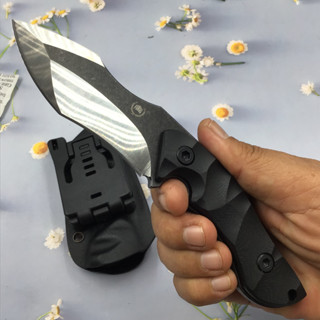 Supknife มีดพก FBIQQ เสือดาวหิมะ Snow Leopard มีดล่าสัตว์ใบมีดฟูลแท็งค์ พร้อมซองไคเดค