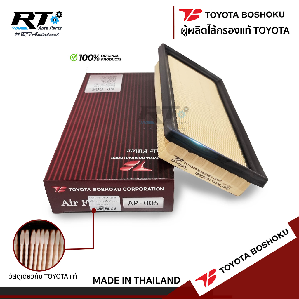 Toyota Boshoku กรองอากาศ Toyota Vios Yaris NCP150 NSP152 ปี14-21 Sienta ปี16-21 Yaris Ativ ปี17-22/ 17801-0Y040