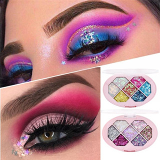 seven colorful glitter eyeshadow palette