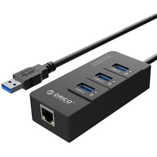 Orico 3 Ports USB 3.0 Hub + Gigabit Ethernet LAN Black (HR01-U3)