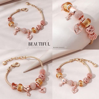 A19 สร้อยข้อมือ BEAUTIFUL LOVE Rose gold ไม่ลอก ไม่ดำ สายปรับได้ จัดส่งทุกวัน