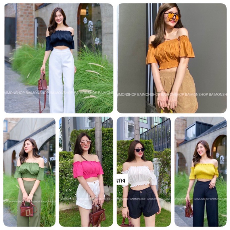 🔥Javawa Shop🔥(L01)ระบาย เสื้อเปิดไหล่ เป็นเกาะเย็บ 💗💓ต่อแขนทรงกระดิ่ง 💓💗รุ่นนี้กำลังฮิตมากเลยนะคะ