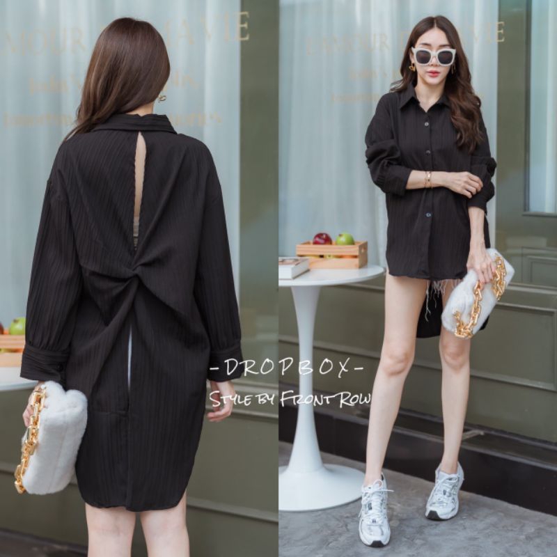 📌ทักก่อนสั่ง📌เสื้อเชิ้ตสีดำ ต้วยาว ทวิตผ่าหลัง อก42” Dropbox