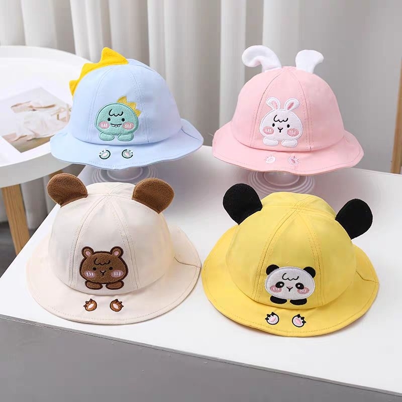 [พร้อมส่ง] หมวกเด็ก 5เดือน-3ปี รอบหัว:48-50 cm. หมวกบักเก็ต (Bucket) ลายการ์ตูนสัตว์น่ารักๆ หมวกปีกรอบ หมวกแฟชั่นเด็ก