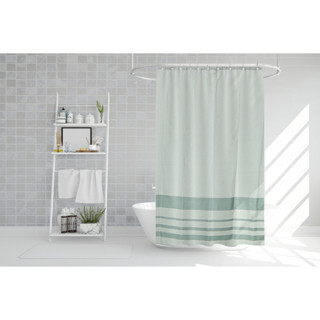 Shower curtain ผ้าม่านห้องน้ำ PEVA ม่านห้องน้ำโรงแรม รีสอร์ท ลายเส้น สีเทา 180x200 cm S191101-1GL