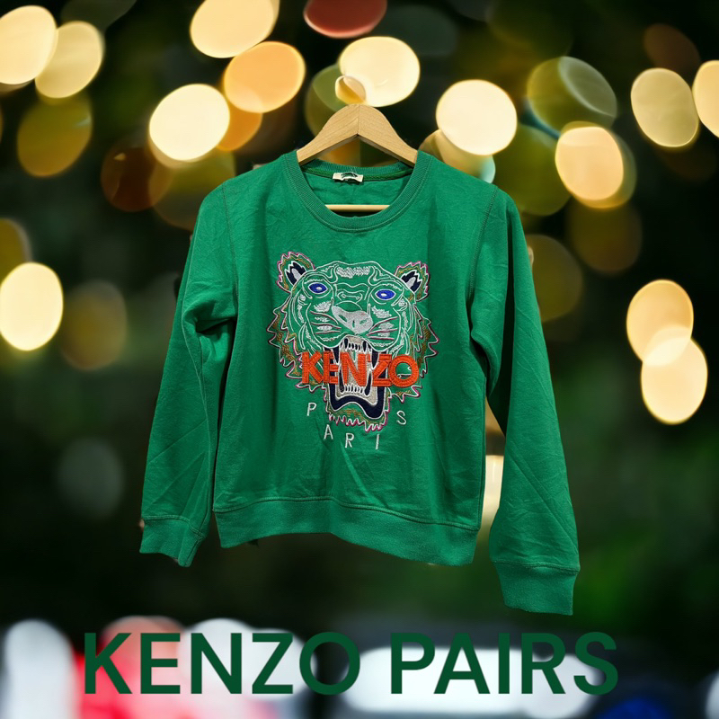 sweater kenzo 💯ของแท้ มือสองสภาพ90% ไหล่16”อก38”แขนยาว23”ตัวเสื้อยาว23” ตำนิป้ายโดนตัด สีเขียว รุ่นลิมิเตดหน้าไทเกอร์