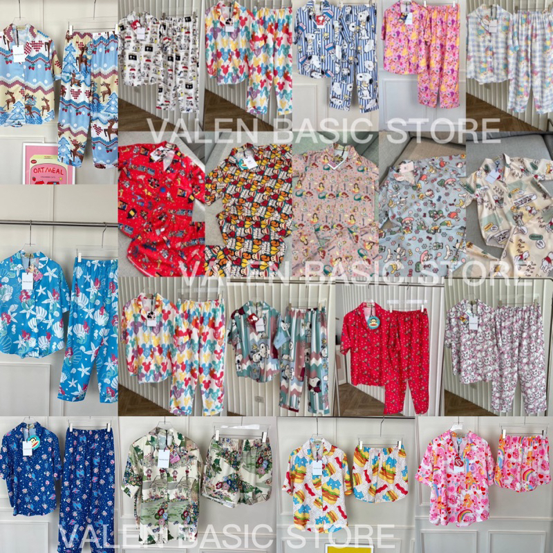 New (พร้อมส่งมากกว่าในรูป) Valen ชุดนอนเซทเสื้อ+กางเกงขาสั้น ขายาว