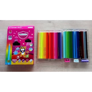 สีไม้ยาว​ 36​ สี​ MASTER​ ART​ รุ่น​ SUPER​ BRIGHT​ แถม​ ดินสอ​ ฟองน้ำ​จับ​ดินสอ​ กบ​เหลา​ ยางลบ​