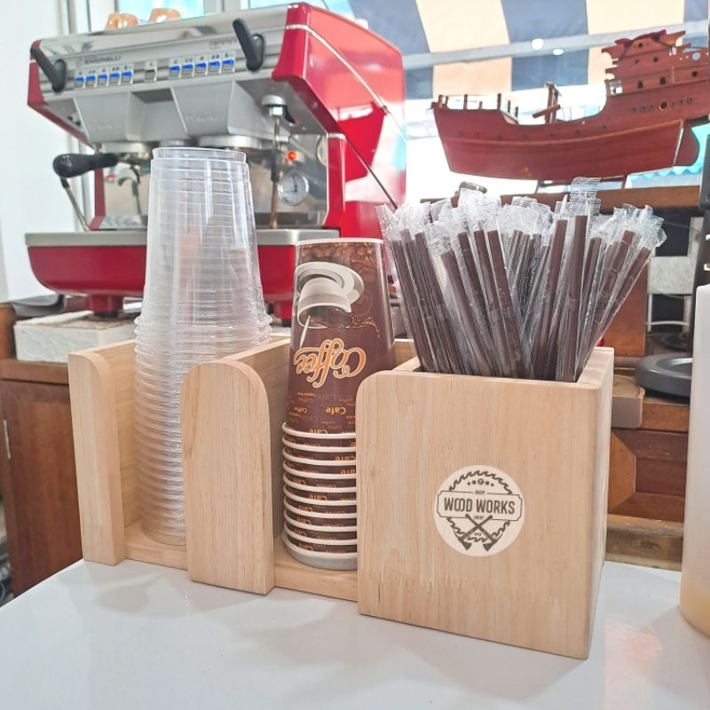 กล่องไม้ใส่แก้วกาแฟ ที่ใส่แก้วกาแฟ แก้วเครื่องดื่ม [OUI]