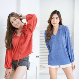 My​ top เสื้อครอปพลีท​ ดีไซน์คอผ่า​ ผูกโบว์ H 70 / E128 CARDIGAN_NISTA