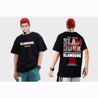 cotton100%[hot]✻▲Slam Dunk เสื้อยืดผู้ชายแขนสั้นเสื้อบาสเก็ตบอลกีฬา Sakuragi Hanado S-5XL