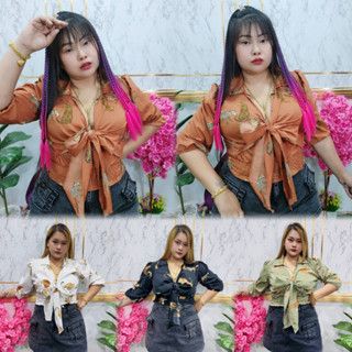 เสื้อผ้าสาวอวบ/เสื้อเชิ้ตบูลเบอรี่/เสือ/ม้าลาย