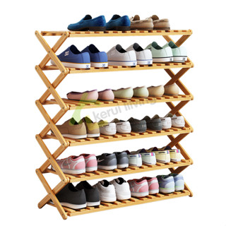 ชั้นวางรองเท้า shoes shelf  วัสดุไม้ไผ่ชั้นดี ดีไซต์สวย วางรองเท้าได้หลายคู้ แข็งแรง