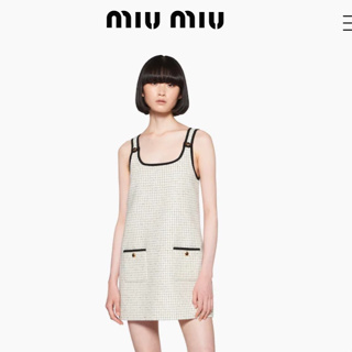 MIU MIU CHECK MINI DRESS เดรสสั้น เดรสผ้าทวิส ทอลาย น่ารักมาก ชนช็อป มิวมิว