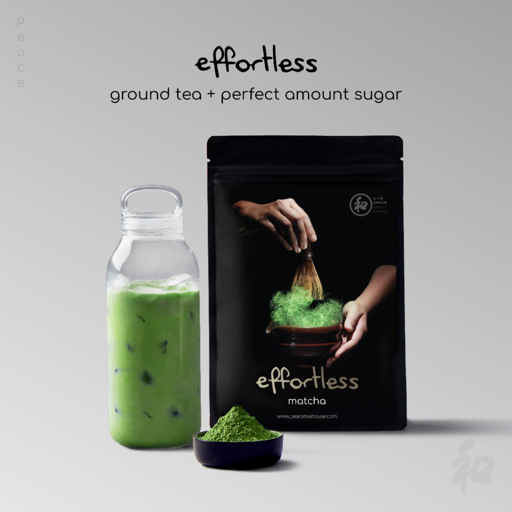 Peace 和 ผงชาเขียว 2in1 เชคชงง่าย หวานน้อย (มัทฉะ โฮจิฉะ เก็นไมฉะ ) | Effortless Series