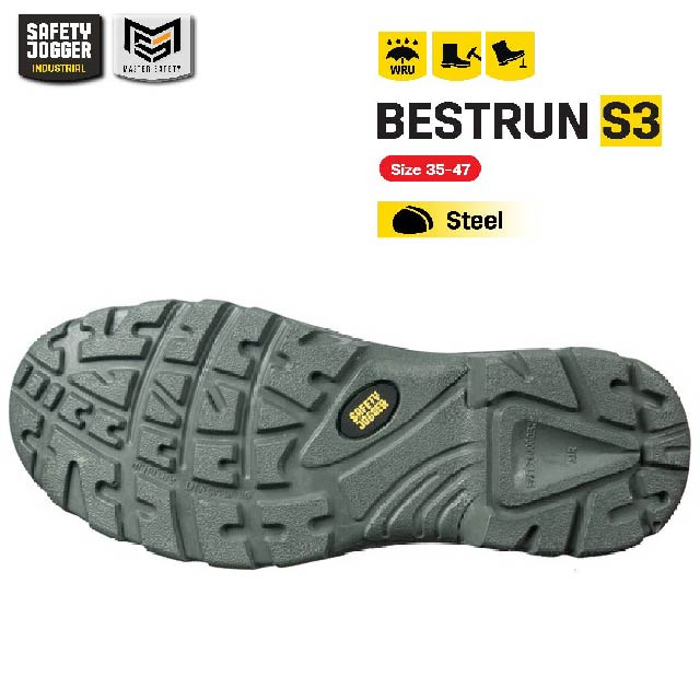 [ของแท้พร้อมส่ง] Safety Jogger รุ่น BESTRUN S3 รองเท้าเซฟตี้หุ้มส้น หัวเหล็ก พื้นกันทะลุ พื้นกันน้ำมัน