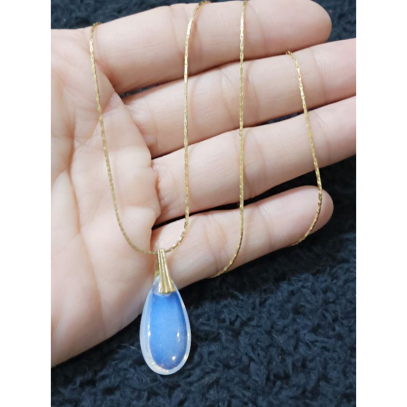 สร้อยคอหุ้มทองKปั๊ม18kgfพร้อมจี้หินแท้