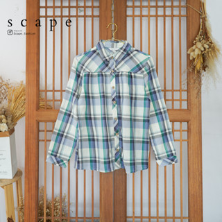 รหัส : MAR02 -- 🇯🇵 Varutessa  เสื้อเชิ้ตวินเทจ กระดุมกะลา งานญี่ปุ่น