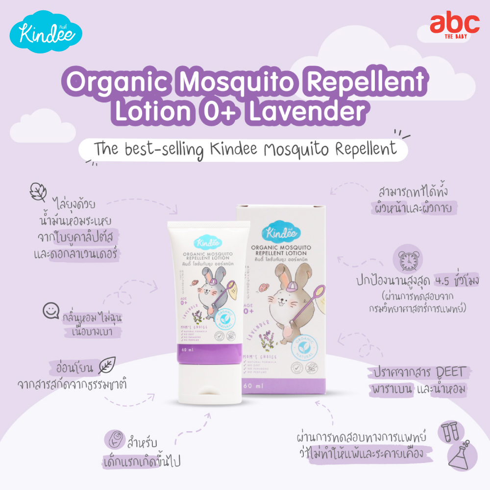 Kindee คินดี้ โลชั่นกันยุง ออร์แกนิค Organic Mosquito Repellent Lotion (0M+, 60ml) รูปที่ 3