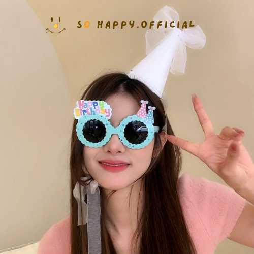 พร้อมส่ง🇹🇭 ใหม่!! แว่นวันเกิด สไตล์เกาหลี สีพาสเทล  แว่นHBD - รูปที่ 5