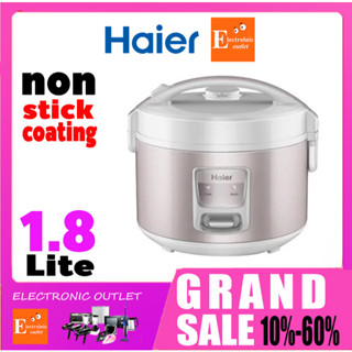 HAIER หม้อหุงข้าว  รุ่น HRC-M11801W (700 วัตต์, 1.8 ลิตร, สีขาว/ชมพู)