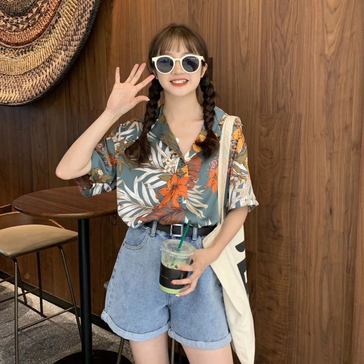 เสื้อสงกรานต์ผู้หญิง ลายฮาวาย ผ้าไหมอิตาลี แขนสั้น #305 thumbnail 10