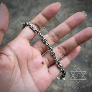 ข้อมือเงินแท้ลายใบกัญชา Sterling Silver 925 NSSV3106