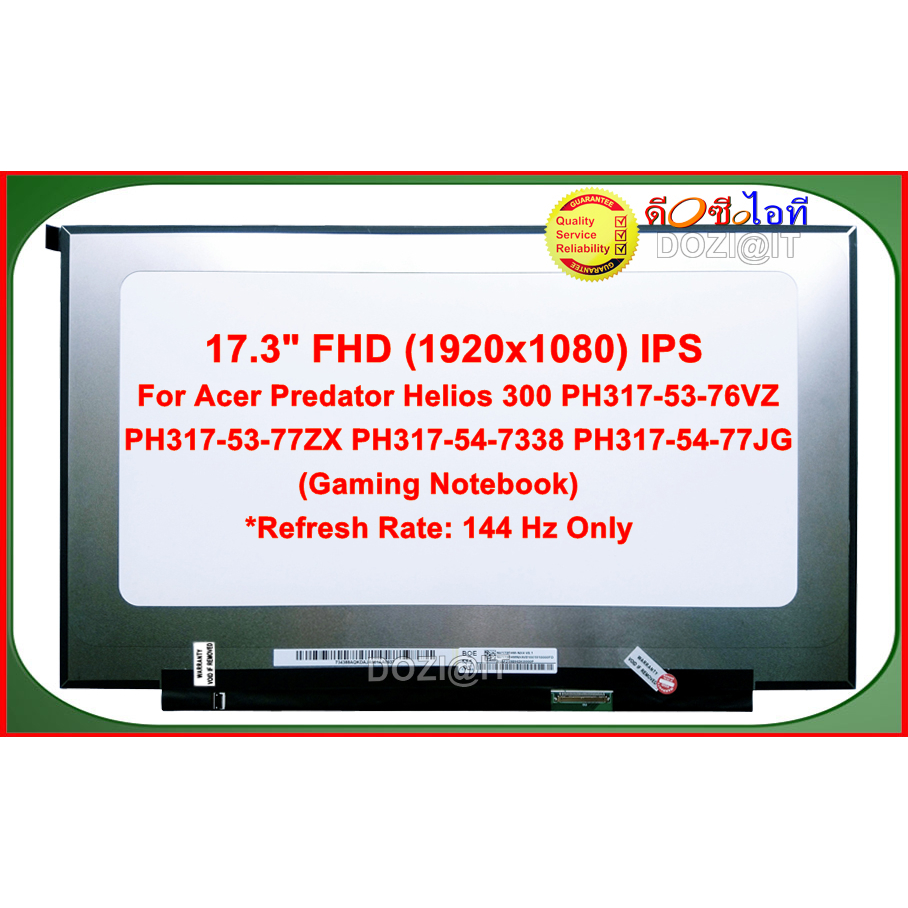 จอโน๊ตบุ๊ค LCD•LED Notebook 17.3"นิ้วFor Acer PREDATOR HELIOS 300 PH317-53-76VZ PH317-53-77ZX PH317-54-7338•144Hz Gaming
