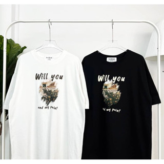 [oversize_myshoppt]เสื้อยืดโอเวอร์ไซส์ สกรีนรูปภาพ Will you end my pain  เนื้อผ้าคอตตอน 100% by Anywear