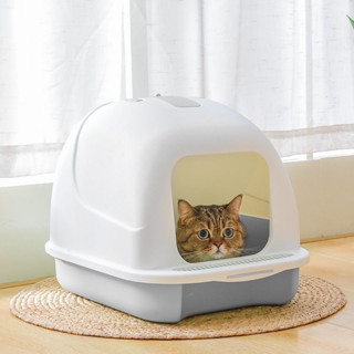 Cat litter box ห้องน้ำแมว กระบะทรายแมว ทรงโดม 36x48x38 cm สีเทา STP210617-10GL
