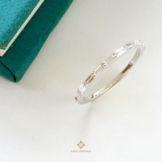 Gems heritageแหวนแถวเพชรแท้ครึ่งวง ทอง18kBaguette line diamond ring(rwg550)