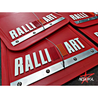 บังโคลนรถยนต์ สีแดงสว่าง RALLIART โลโก้นูน เพลทเงิน