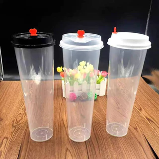 （25ใบ) เเก้วPP ยีราฟท์ 1000ML สีดำ/สีใส พร้อมฝา