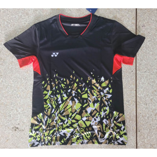 เสื้อแบดมินตันผู้ชาย คอกลม สีน้ำเงินสกรีนYonex