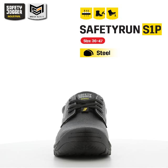 [ของแท้พร้อมส่ง] Safety Jogger รุ่น SAFETYRUN S1P รองเท้าเซฟตี้หุ้มส้น หัวเหล็ก แผ่นเหล็กกันทะลุ หนังแท้