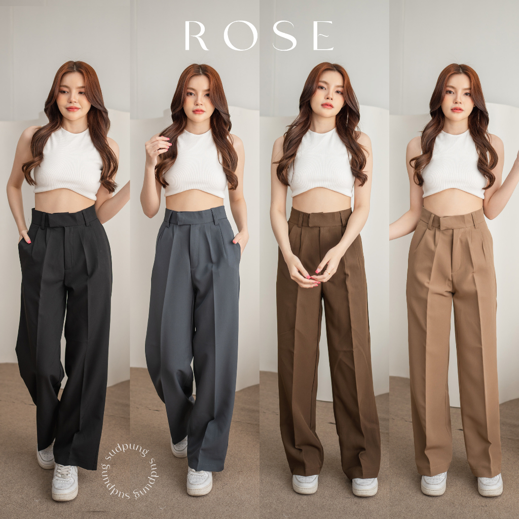 Rose_SP005 กางเกงขากระบอก เอวสูง เก็บพุง ทรงสวย ใส่แล้วสูงมากกก เป็นขากระบอกที่ควรมีติดตู้มากก