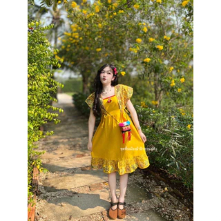 ชุดเดรสผ้าฝ้ายชายระบาย คลุมท้องได้นะค่ะ/สินค้ามีพร้อมส่ง/มีปลายทาง