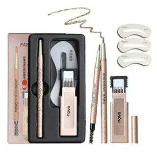 NOVO5146 Fashion Brow Natur ดินสอเขียนคิ้ว (แถมไส้ดินสอ + บล๊อกคิ้ว)