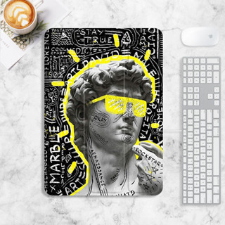 david statue doodle เคส iPad mini1/2/3/4/5/6 air4/5 เคสไอแพด gen7/8/9 gen10 เคสซิลิโคน มีที่ใส่ปากกา pro11 2022 case