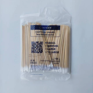 ไม้พันสำลี สำลีก้าน (100 ก้าน) สเตอไรด์ Cotton Swab 6 นิ้ว S,M,L ยี่ห้อ HIvan ใช้ทำแผล เช็ดหูหมาหมว