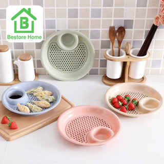 BestoreHome ถาดอเนกประสงค์ สำหรับ ใส่เนื้อและผัก สำหรับกินชาบู หมูกระทะ พร้อมถ้วยใส่น้ำจิ้มในตัว มี4สีพร้อมส่ง