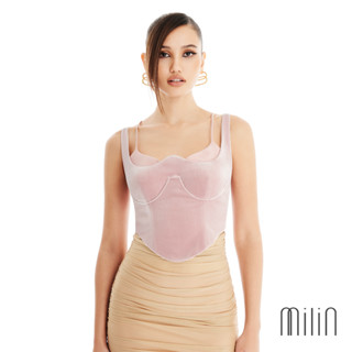 [MILIN] Adoless Top Heart neckline spaghetti bra underlay cropped top เสื้อครอปรัดรูปคอรูปทรงหัวใจ