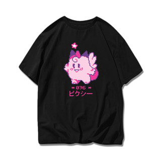 เสื้อยืดอนิเมะ Pokemon Clefable เสื้อยืดแฟชั่นผ้าฝ้ายแขนสั้น