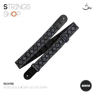 สายสะพาย Richter Retro Black / Grey Guitar Strap (1865)