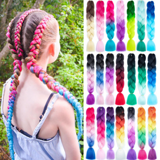 Rainbow ผมเปีย ไหมถักผม สีทูโทน แอฟริกันเดรดล็อกส์   wig braids