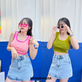 🌈SpinnyHouse🌈 เสื้อครอปคอเหลี่ยม สุดน่ารัก ใส่สบาย ทรงสวยหรู เสื้อครอปสั้น เสื้อผ้าแฟชชั่นผู้หญิง💕🌸 กล้ามใบสน