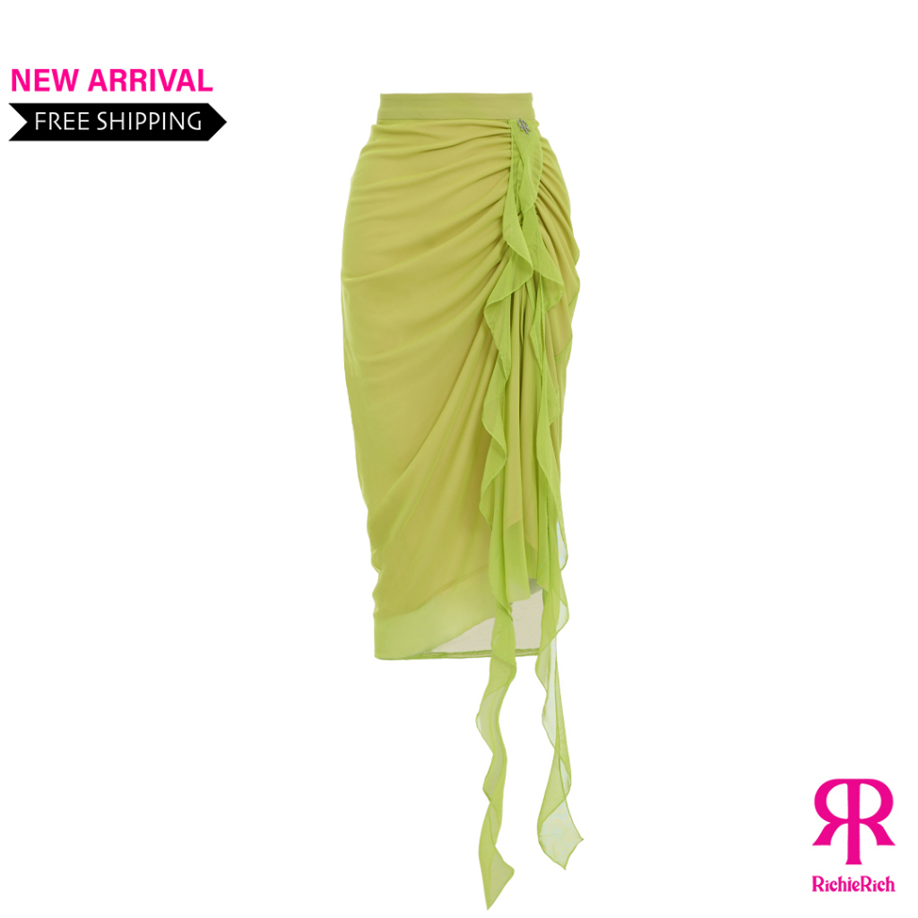 RICHIERICH By TandT - RILEY GREEN Skirt - RUCHED SLIT FRONT STRETCH JERSEY SKIRT กระโปรงเข้ารูป รูดย