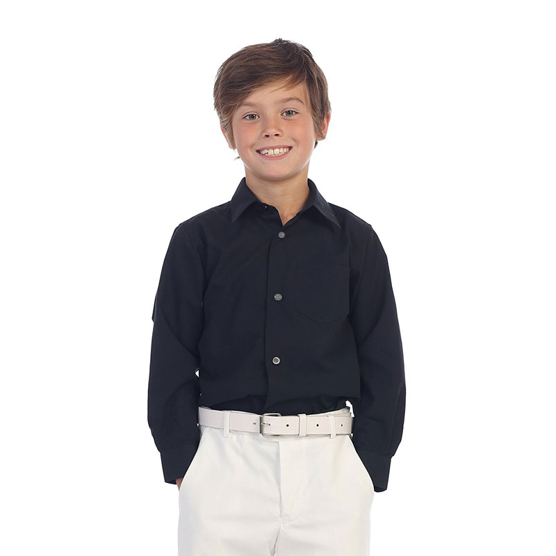 พร้อมส่ง!! เสื้อเชิ้ตเด็กสีดำ แขนยาว ใส่ออกงานได้ รหัส Boy's dress shirt solid black BO0669