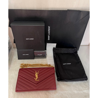 Used❤️  YSL woc 9” สี ROUGE OPYUM   ซิปซีล อุปกรณ์ครบ +ใบเสร็จ / ช็อปไทย