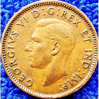 เหรียญแคนาดา​ Canada, 1 Cent,(ยุค​ King​George​VI)​, #​1320T, ใช้แล้ว